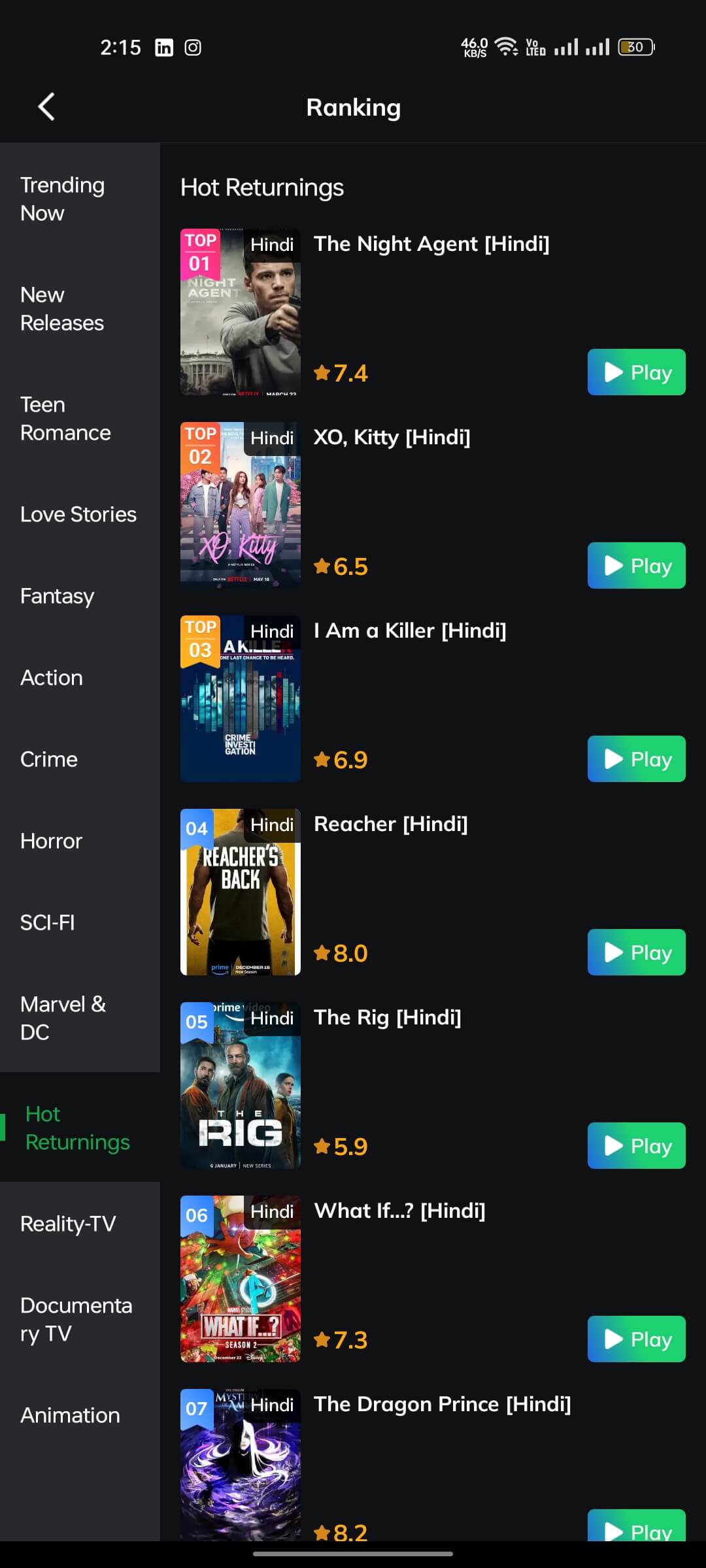Hot Returnings on MovieBox